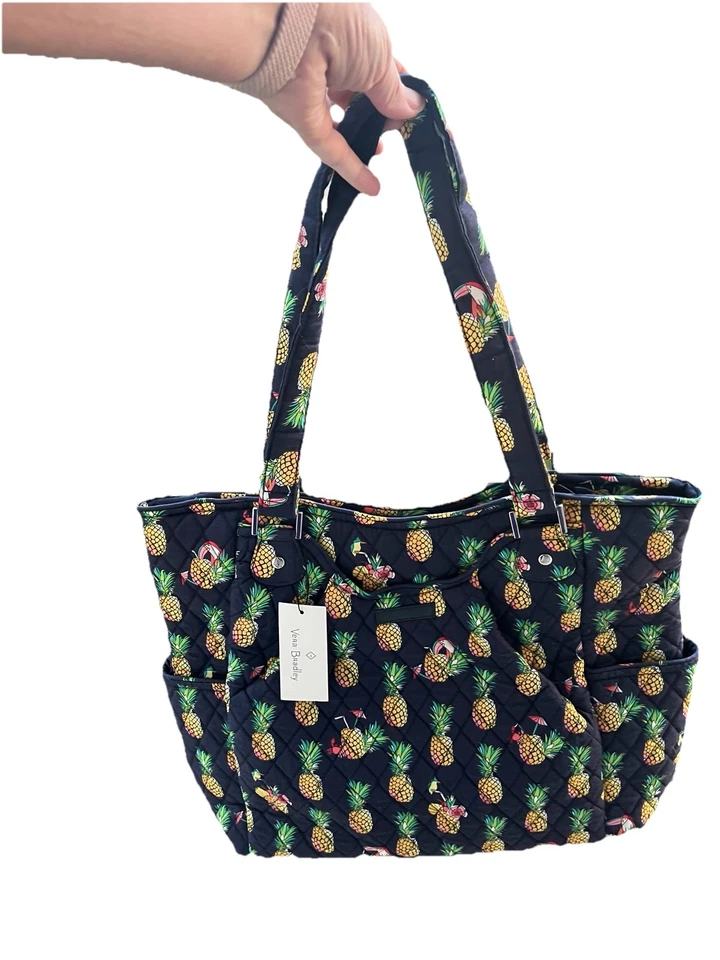 Vera Bradley Large Glenna Tote Travel Shoulder Bag Purse Toucan Party Pineapple