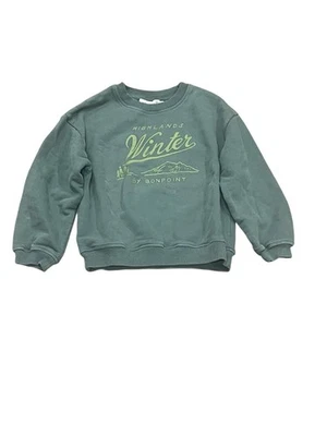 Bonpoint Tayla Printed cotton Green pullover crew sweatshirt Highlands Winter 6 - Image 1 of 4