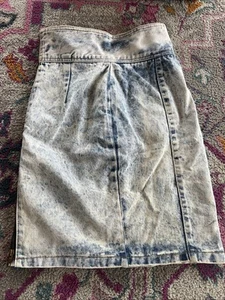 Vtg 80s ZENA Acid Wash Jean Pencil Skirt Metal Rock Punk Denim High Waist Sz 5 - Picture 1 of 6