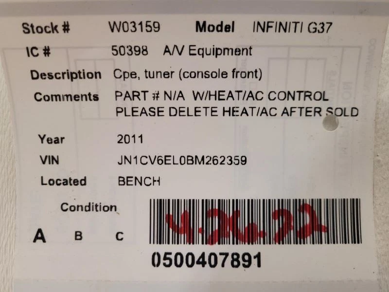 Equipo de audio receptor de radio satélite Xm compatible con 07-09 11-17 QUEST 1419790 Foto 1 de 4