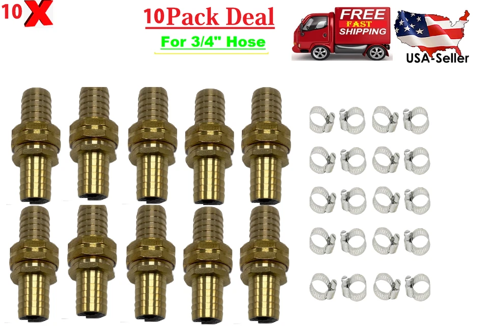 Kit de reparación de extremo reparador de latón de jardín de 3/4" conector de manguera macho hembra (paquete de 10) Foto 1 de 4