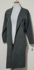 SWTR Touch of Cashmere Women's Merino Wool Gray Open Front Coat Size L - Picture 1 of 8