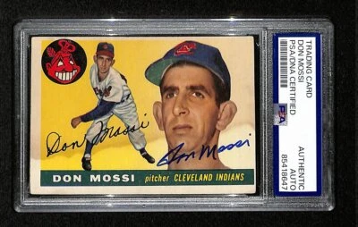 Tarjeta Topps 1955 firmada/automática por Don Mossi #85 Cleveland Indians PSA/DNA 195403 Foto 1 de 2