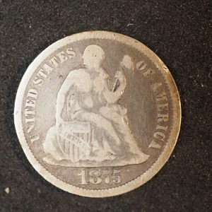 1875 SEATED LIBERTY  SILVER DIME  **NICE COIN!**  FREE SHIPPING! M6492 - Picture 1 of 2
