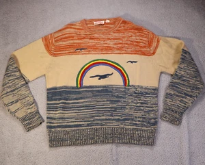 Vintage 70er Donegal Strickpullover Regenbogen erhöhte Schleife Strick Möwen Herren Large Retro - Bild 1 von 6