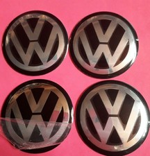 4 X 60mm VW BLACK overlays/stickers/emblems ALUMINIUM EMBOSSED LOGO