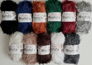 King Cole MOMENTS DK Eyelash Yarn 50g Ball - 17 Colours - Picture 1 of 47