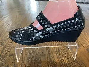 BareTraps Mary Jane Wedge Umma Black/Gray Slip On Comfort Shoes Women's 7.5 M - Picture 1 of 17