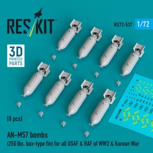 Bombas 1:72 AN-M57 (250 libras, aleta tipo caja) para todos los USAF y la RAF de la Segunda Guerra Mundial y la Guerra de Corea - Imagen 1 de 3