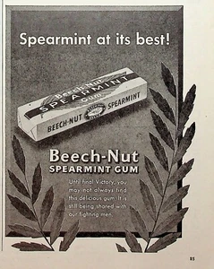 1945 Beech-Nut Spearmint Gum Print Ad 1940s Shared with our WWII Fighting Men - Picture 1 of 1
