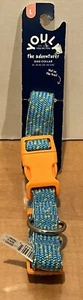 YOULY The Adventurer Teal & Orange Webbed Nylon Dog Collar, Large NEW - Picture 1 of 5