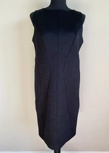 Anne Fontaine Sz 42 US 10 Black Textured Sheath Dress Lined Sleeveless Career - Picture 1 of 15