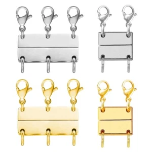 4pcs Necklace Layer Lobster Clasp Slide 2/3 Multi Strand Magnet Tube Connector - Picture 1 of 8