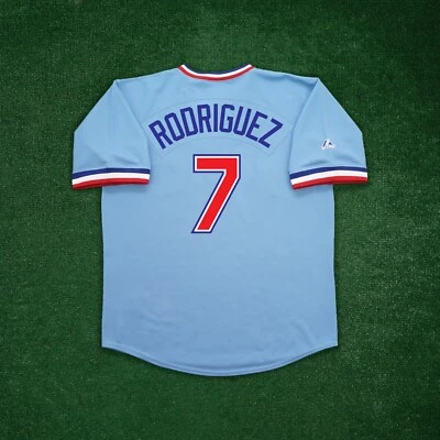 Ivan Rodriguez 1976 Texas Rangers Cooperstown Men's Blue Road Throwback Jersey - Image 1 of 4