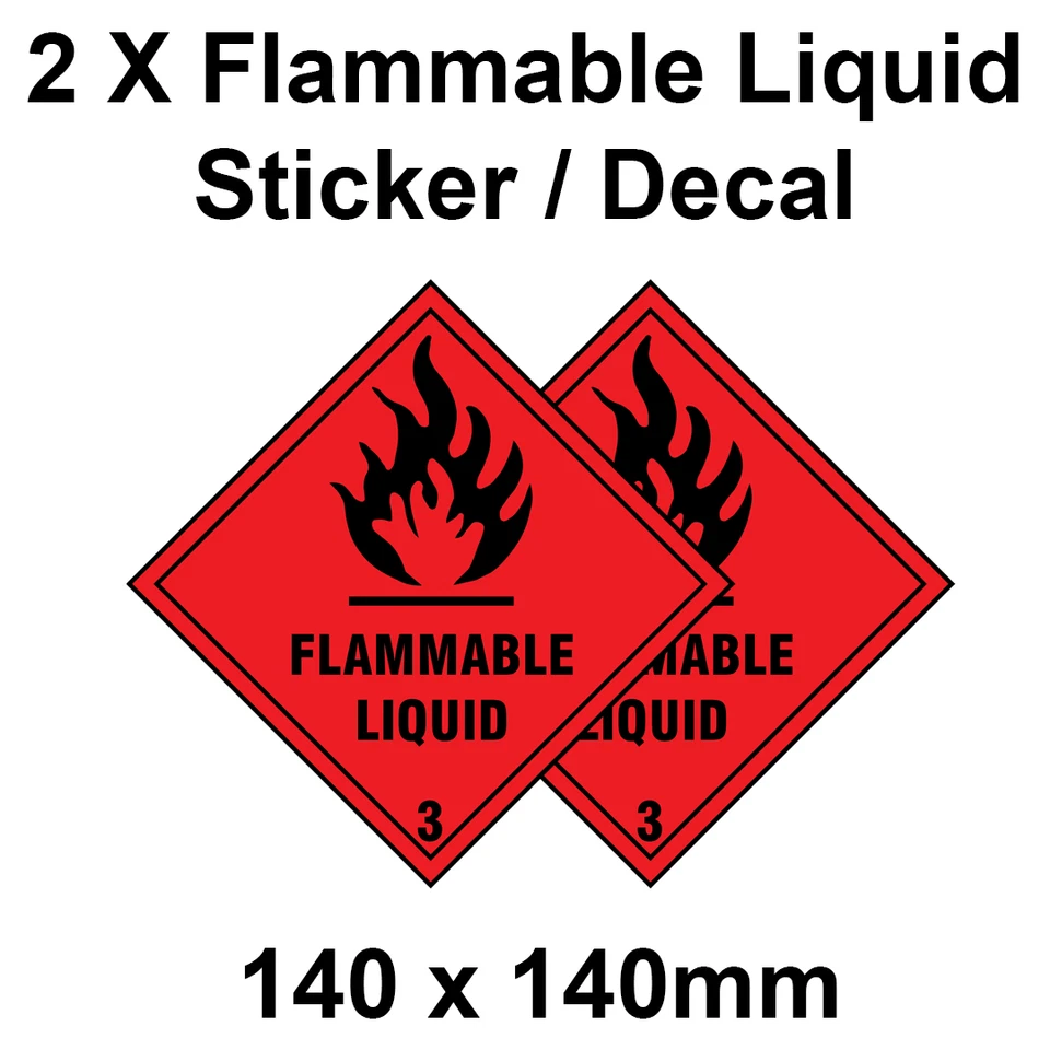 VISION SIGNS 2 Pack Flammable Liquid Warning Stickers for Caravans, Motorhomes and Vans