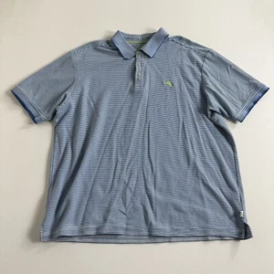 Tommy Bahama Polo Shirt Size 2XL Mens Supima Cotton Blue Stripe Casual - Picture 1 of 6