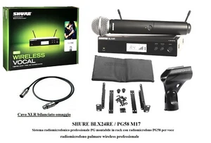 Shure BLX24RE PG58 M17 Radiomicrofono Microfono Palmare montabile in rack + cavo - Foto 1 di 7