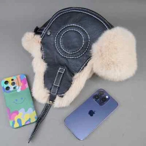 2025 Fashion Men's Bomber Hat Winter Russian Man Warm Real Sheepskin Leather Hat - Picture 1 of 22