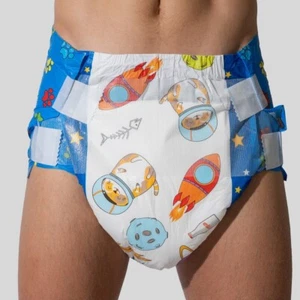 Adult Diaper / All Over Print / 2 PC / Plastic / Size XL 40"-58" / ABDL - Picture 1 of 8