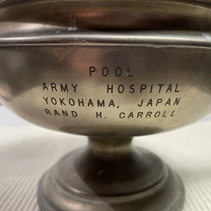 WW2 US Army Hospital Yokohama Giappone Trofeo Premio Coppa Piscina Rara Argento Antico - Foto 1 di 12