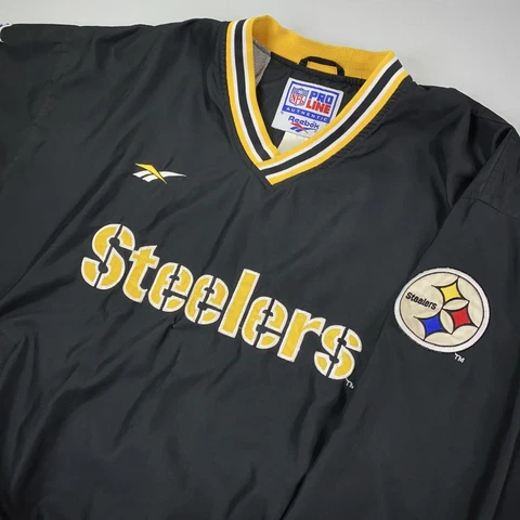 VTG 90s Reebok Pittsburgh Steelers Jacket - Pullover - Lined - Black - Mens XL Cover