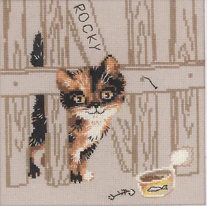Cross Stitch Kit ~ Riolis 'Rocky' Patchwork Barn / Farm Cat #R1649 - Picture 1 of 3