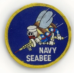 Naval Construction Battalion Navy Seabees USN 3" Military Patch Yellow Border - Picture 1 of 3