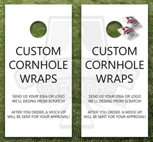 Custom Logo, Sports, Any Design Cornhole Board Vinyl Wrap Skins Laminated Decals - Picture 1 of 12