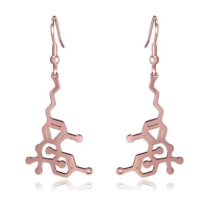 Pendientes colgantes de acero inoxidable con molécula de marihuana de tetrahidrocannabinol THC Foto 1 de 2