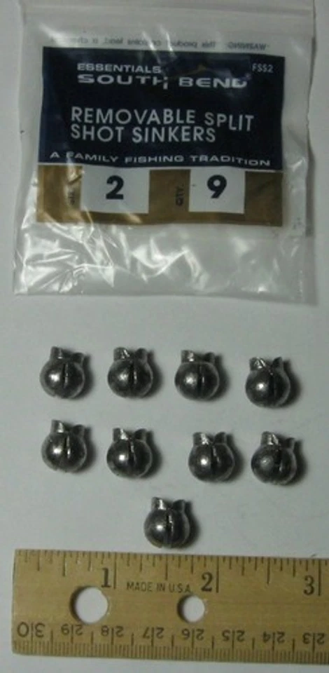 South Bend FSS2 Extraíbles Split Shot Sinkers Tamaño 2 (9 piezas) 1/4 OZ Foto 1 de 1