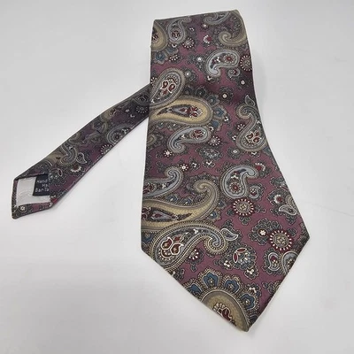 Подписи Oscar de La Renta Couture шелковый велюровый галстук розовый галстук пейсли. Винтаж - Изображение 1 из 4