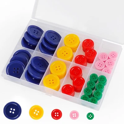 Colorful Resin Round Sewing Buttons 100 Pcs 5 Sizes 4 Hole Craft Shirt DIY - Image 1 of 4