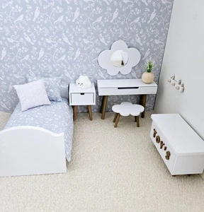 Miniatur Puppenhaus Kinder Junior Schlafzimmer Set, Puppenhaus Möbel, Puppen - Bild 1 von 10