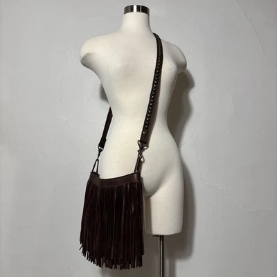 Bolso Bandolera Occidental McFadin Stacy & Laurie Cuero Marrón Flecos Foto 1 de 4
