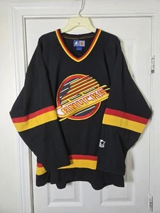 Vintage Vancouver Canucks Starter Jersey Mens XL Black Embroidered NHL 90'S - Picture 1 of 3