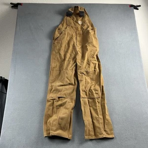 Carhartt Overalls Youth Size 16 Brown Bibs Double Knee Outdoor Workwear - Picture 1 of 5