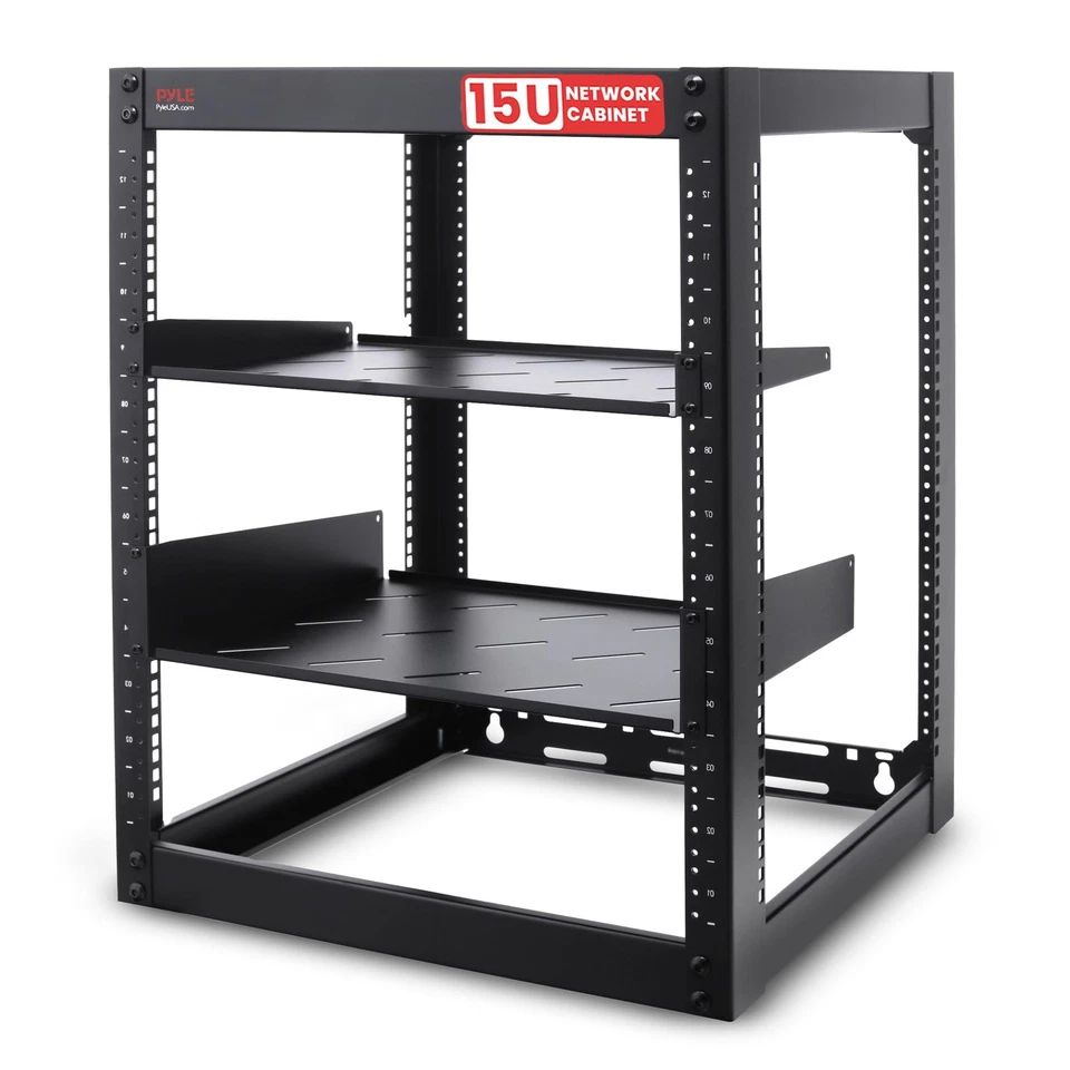 Pyle PLRS15UW 15U Server Rack Network Cabinet Wall Mountable - Black