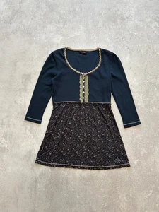 VIVE MARIA Y2K Fairycore Coquette Tunic Top Dress Navy Floral Lace Women's M - Picture 1 of 18