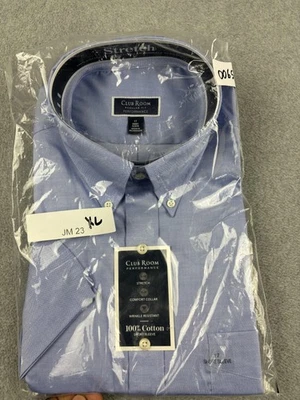 Club Room Shirt Mens XL Blue Short Sleeve Button Down Stretch Wrinkle Resistant - Image 1 of 4