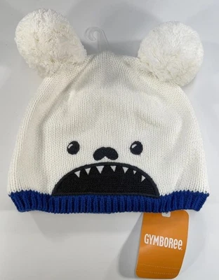 Gymboree 帽子 适合青少年 12-24 个月 Monster Face Pom 耳朵 冬季 温暖 全新带标签 — 第 1/4 张图片