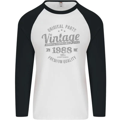 Vintage Year 37th Birthday 1988 Mens L/S Baseball T-Shirt - image 1 of 4