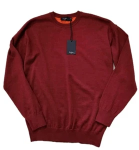 PAUL SMITH Jumper Mens M Regular Fit Burgundy Wool Colourblock Back - See Pics - Picture 1 of 12