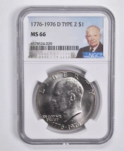 MS66 1776-1976-D Type 2 Bicentennial Eisenhower Ike Dollar NGC Special Lbl - Picture 1 of 5