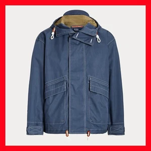 $698 Polo Ralph Lauren Stitch Twill Hooded Jacket Navy Blue Men's Size Large - Picture 1 of 13