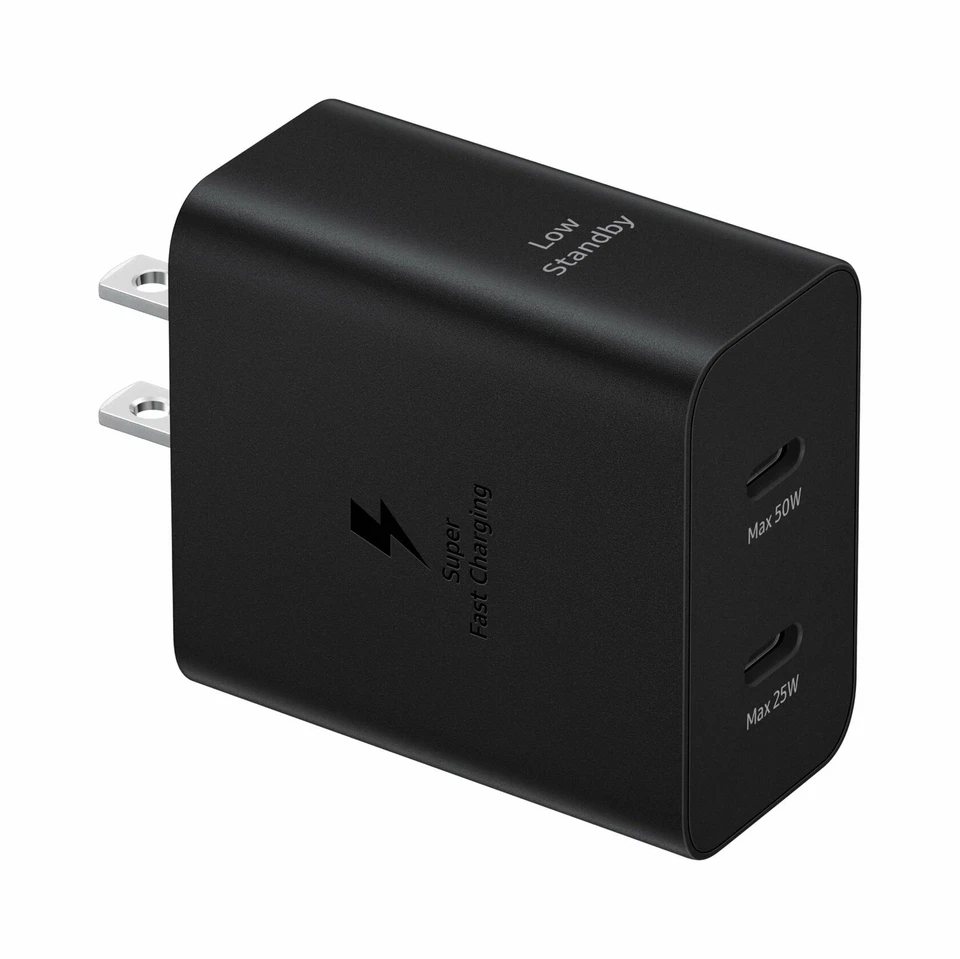 Samsung (50W) Power Adapter Duo USB-C Wall Charger with Cable - Black (EP-T5020)