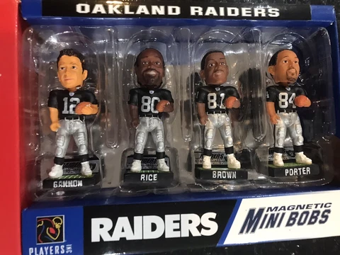 OAKLAND RAIDERS 3” Mini Bobblehead Set In Original Box Cover