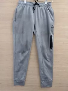 Reebok Mens Jogger Pants Gray Small Drawstring Warm Ups Activewear Flaw - Picture 1 of 14