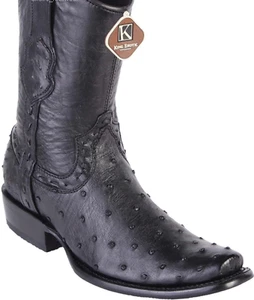 King Exotic BLACK Full Quill Ostrich Western Boot Side Zipper D 479B0305 - Picture 1 of 4