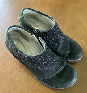 Jambu Womens Ankle Boots Black Leather Shoes Purple Stitch Zip 6 M - Picture 1 of 5