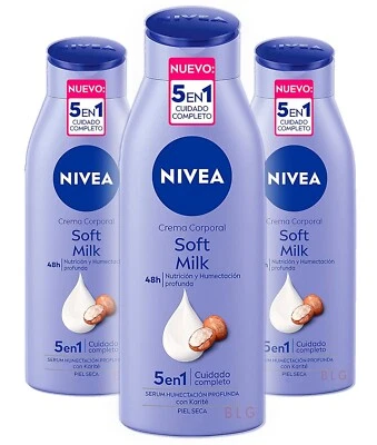 NIVEA Body Cream SOFT MILK Moisturizer Shea Lotion Crema Corporal 220ml (3 Pack) - Image 1 of 2